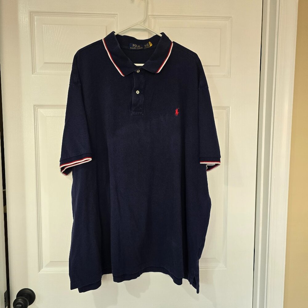 Polo Ralph Lauren Men's 100% Cotton Navy 2 Button Short Sleeve Polo Shirt Sz 4XB